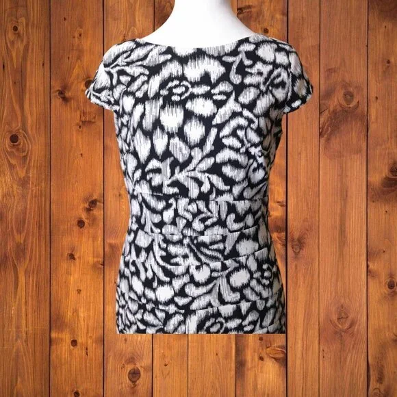 ALYX WOMEN'S SIZE 8 SHORT SLEEVE BLACK AND WHITE GEOMETRIC PRINT DRESS OFFICE - Picture 2 of 6